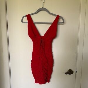 Elegant Red Ruched Dress